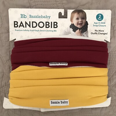 Bazzle Baby Bandobib Infinity Scarf Drool Bib 2 Pack Burgundy Gold 0-24 ...