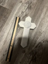 White Ceramic Wall Cross 8x4