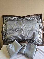 4pc Set Of Brown Teal Embroidered Shams 2 Standard Pillow Shams 2 Euro