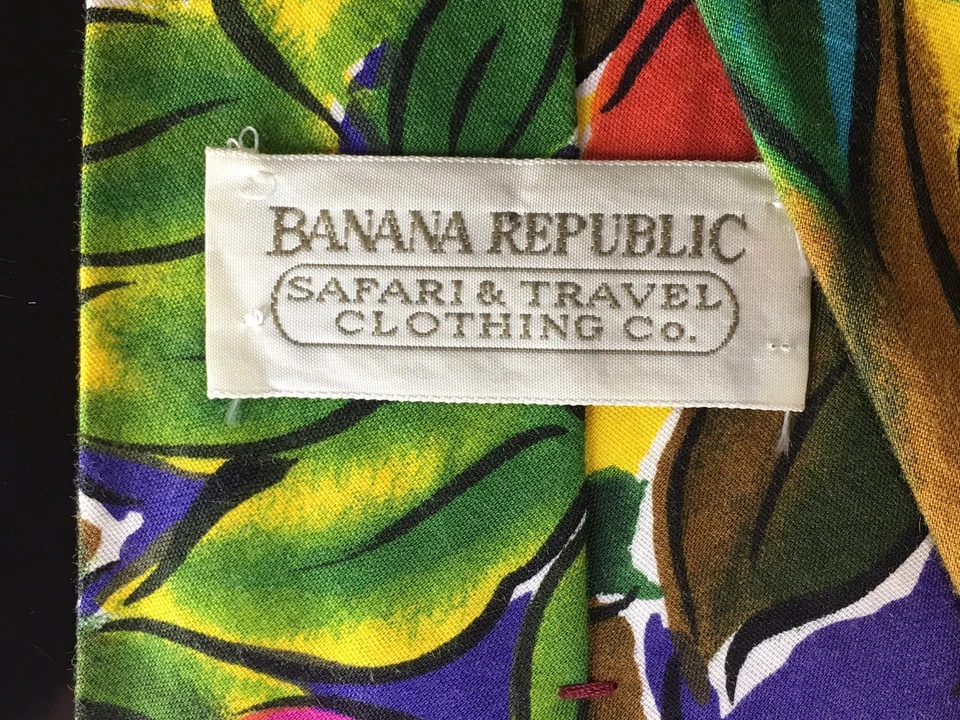 Corbata floral vintage 100 % algodón Banana Republic Safari & Travel Clothing Co. para hombre Foto 3 de 4