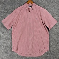 Polo Ralph Lauren Shirt M White Red Gingham Plaid Blake Short Sleeve Button VTG