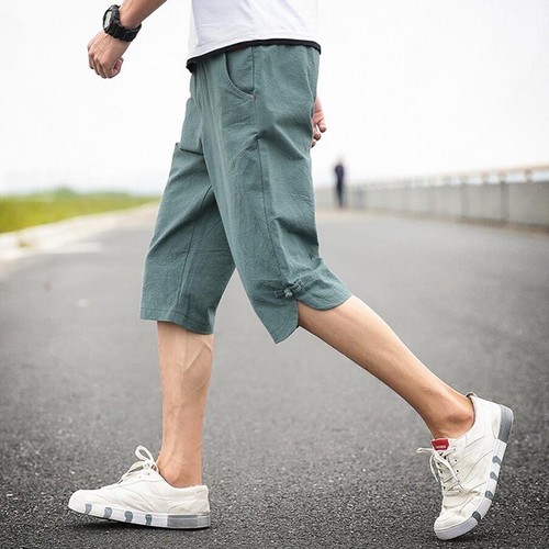Moda Para hombres Estilo Chino Informal Suelto Corto Pantalones Pantalones  Talla Grande De Lino | eBay