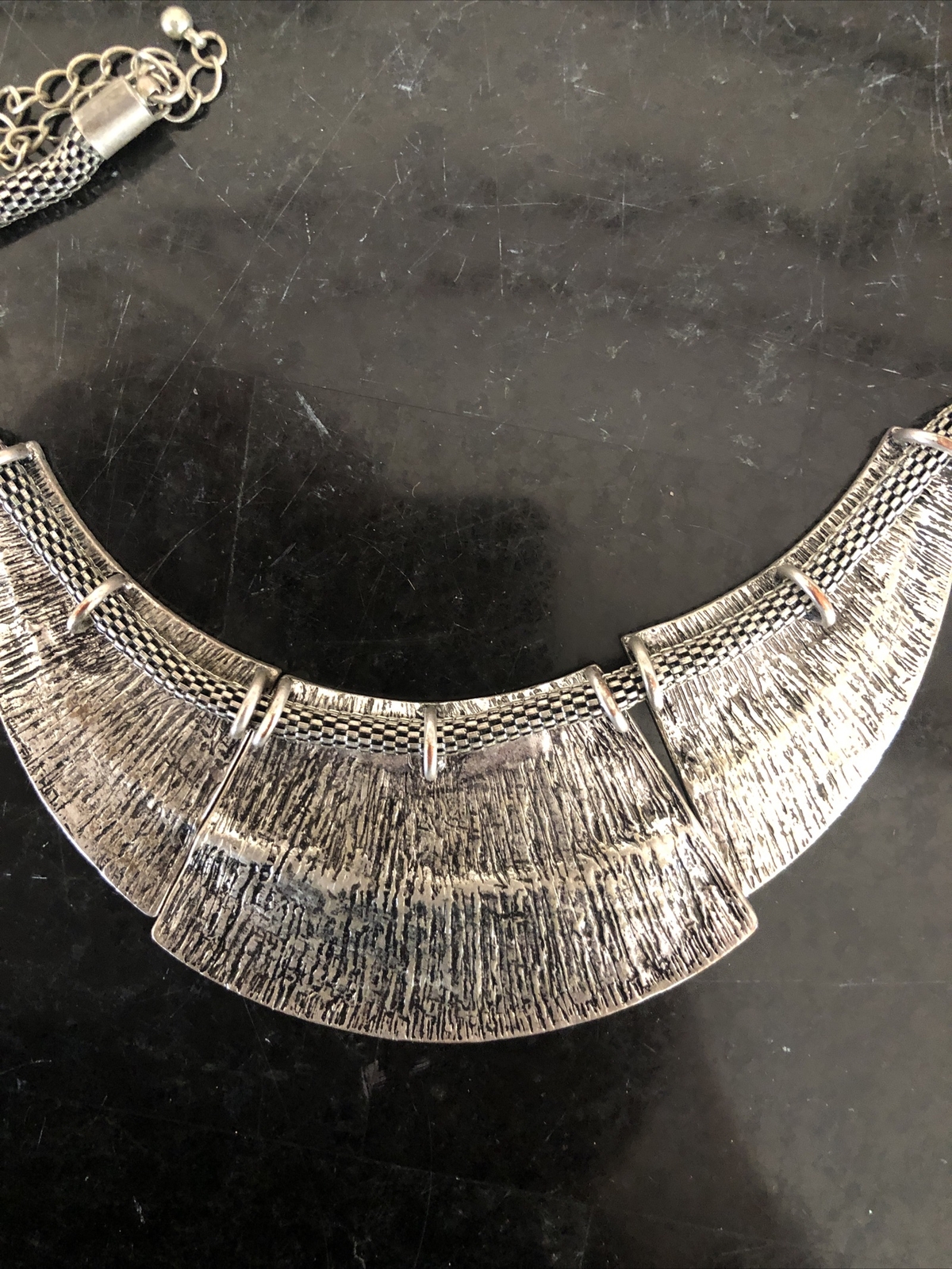 Metal silvertone statement necklace￼ - image 13