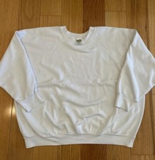 Vintage 90s TULTEX Solid Blank Plain White Crewneck Sweatshirt Size 3XL Box Cut