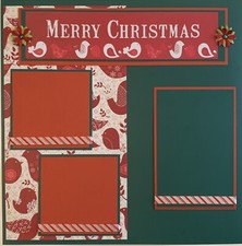 12X12 MERRY CHRISTMAS PREMADE SCRAPBOOK PAGE LAYOUT - TONYA 4493