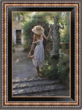 Handmade Oil Painting art Impressional female women girl on canvas 24"x36"