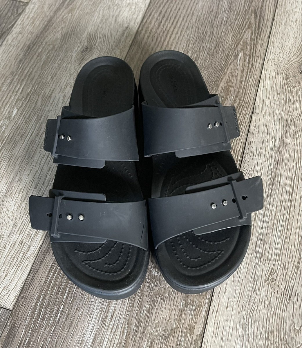 Crocs Lite Ride Black Brooklyn Buckle Platform Wedge Sandals  display picture 3