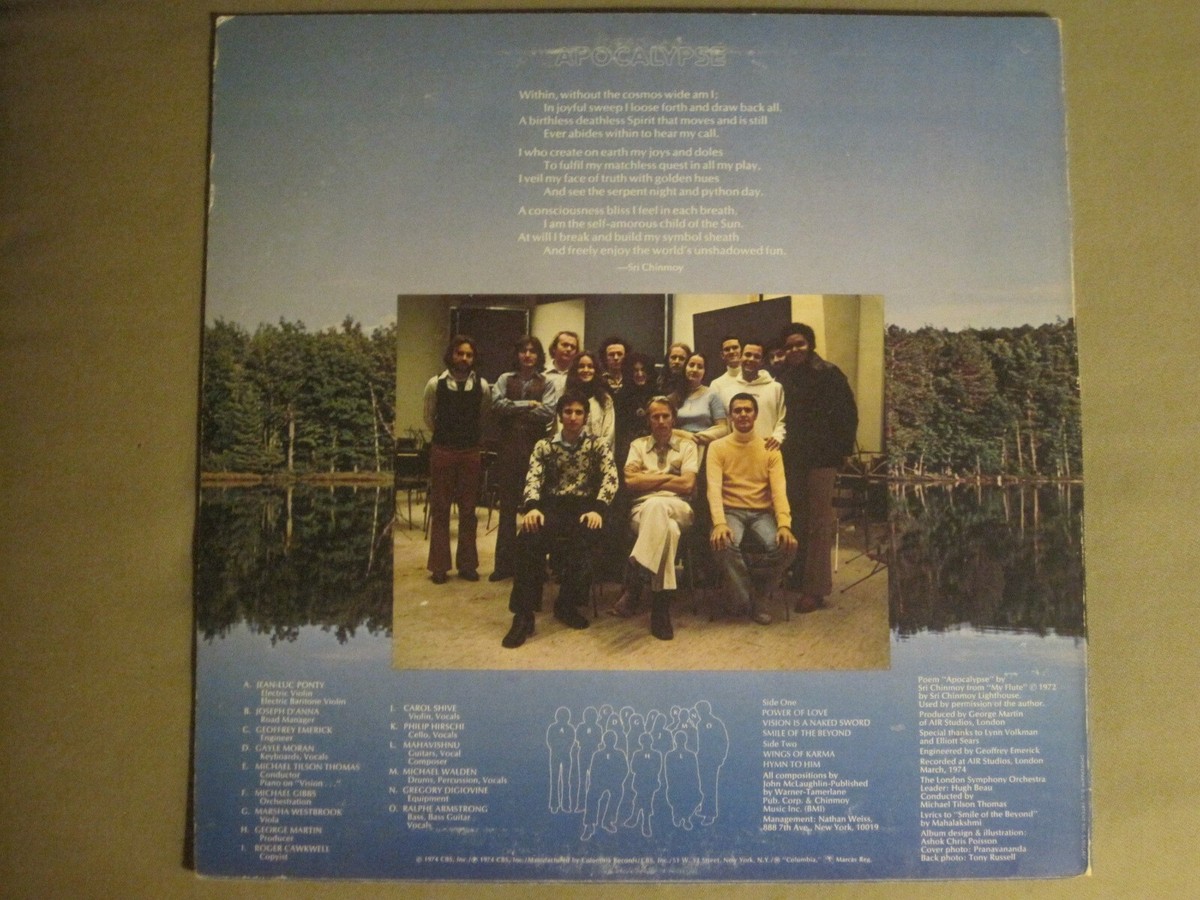 MAHAVISHNU ORCHESTRA APOCALYPSE LP '74 COLUMBIA KC-32957 JAZZ ROCK