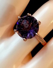 Vintage Style Amethyst And White Gems Rose Cut Ring 18K Rose Gold Plated