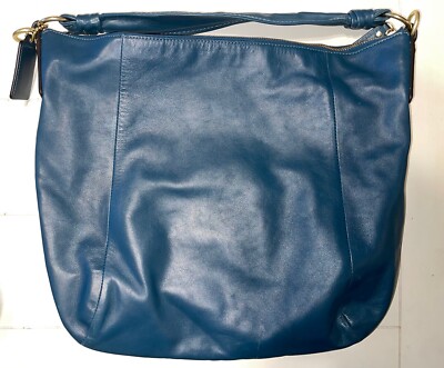 Coach 14769 Kristin Slouch Hobo Shoulder Bag Teal Blue Leather