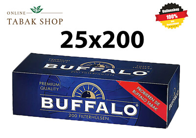 25x200 (5000) Buffalo Hülsen Filterhülsen Zigarettenhülsen 