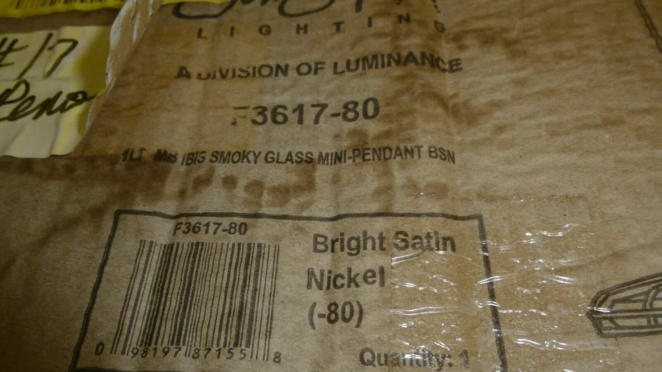Iluminación al atardecer F3617-80 brillante níquel satinado ibis vidrio ahumado 1 luz colgante Foto 2 de 2