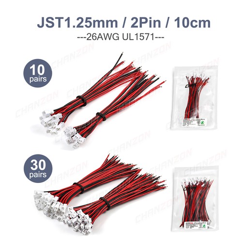 JST PH/XH/SYP/SM 2.5mm Connector Assortment – 2-Pin Male & Female Plugs For RC Lipo Batteries