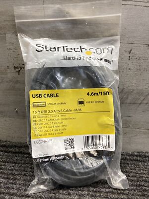 StarTech USB2HAB15 StarTech.com 15 ft USB 2.0 A to B Cable - M/M - USB - 15 ft