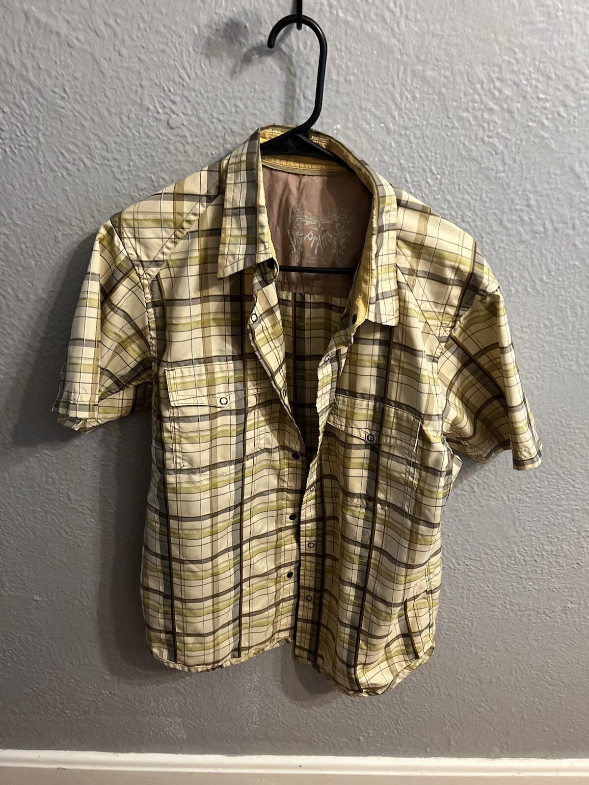prAna Snap Up Shirt Mens Size Medium Plaid Hiking Trail Camping