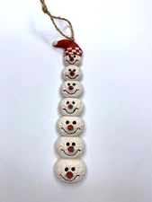 VTG Resin Stack of Snowmen Heads Christmas Ornament