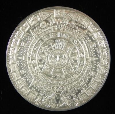 NEW 40MM Silver Tone Aztec Mayan Sun Calendar Mexico COIN Mexican