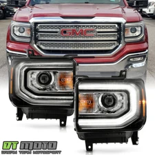 2016-2018 GMC Sierra 1500 HID/Xenon Type LED DRL Projector Headlights Headlamps