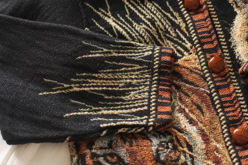 Cardigan Scene Weaver Lavorato a maglia tigre taglia S/M USA 100% cotone come nuovo - Foto 16 di 24