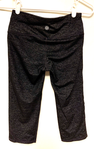 Athleta Damen XS Running Sport Capri Hose Schwarz Dunkelgrau Cropped Pocket - Bild 2 von 5