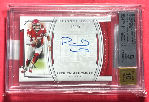 Patrick Mahomes Auto Inscription PATRICK MAHOMES QB 2019 NATIONAL TREASURES BGS 9 10 AUTO SIGNATURE ...