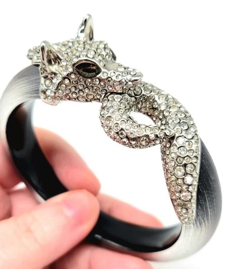Браслет на петлях Alexis Bittar Black Lucite с бриллиантом кристаллом Swarovski Fox