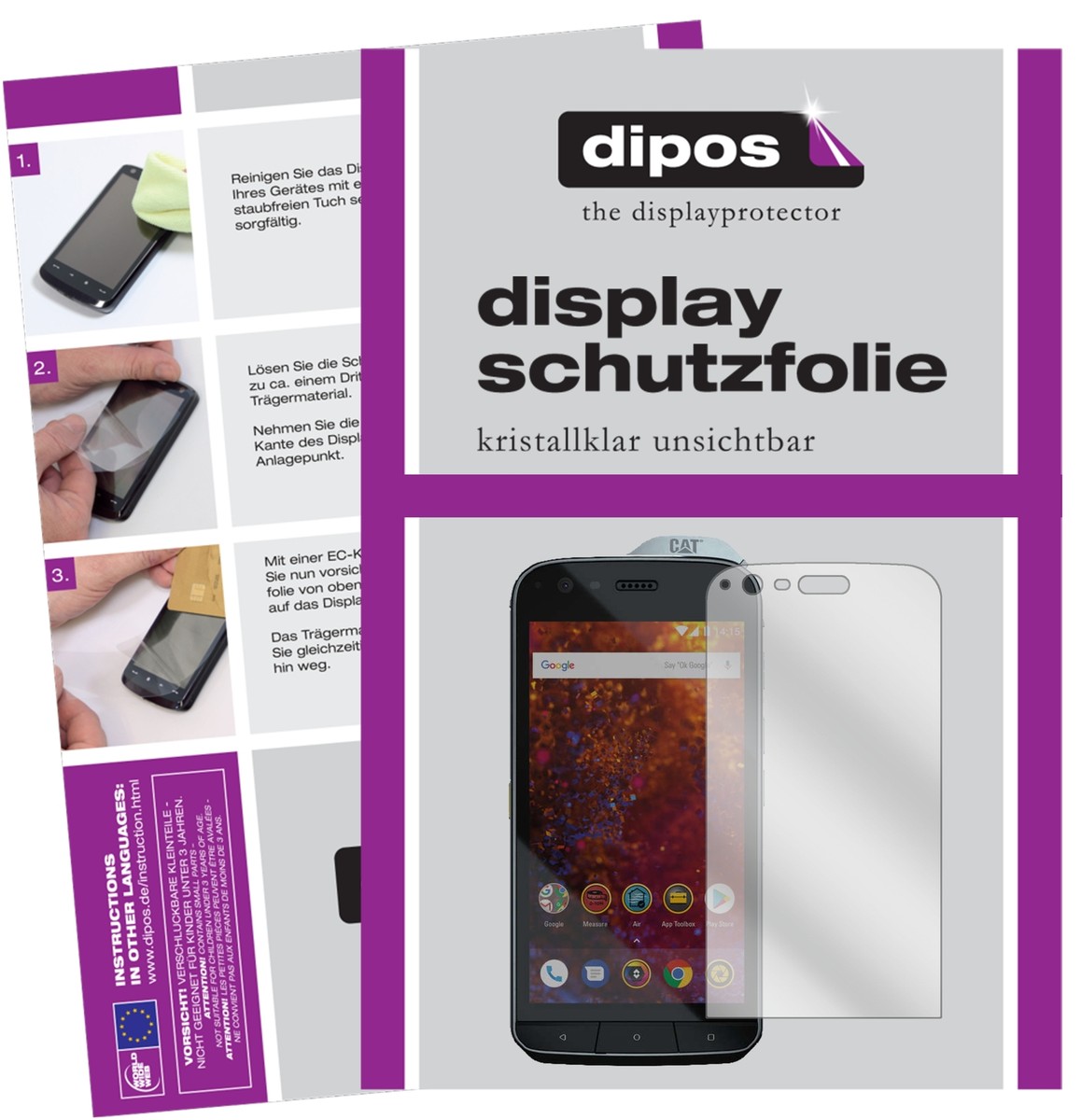 Dipos 2 Pellicole Protettive In Vetro Per Display CATERPILLAR Cat S61 – Crystal Clear Made In Germany - 2