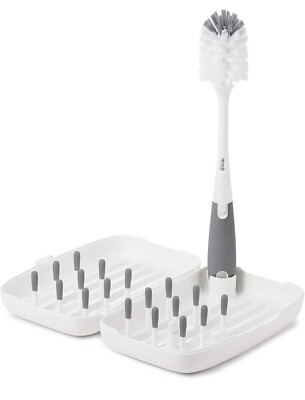 OXO Tot On The Go Travel Size Drying Rack with Bottle Brush Gray