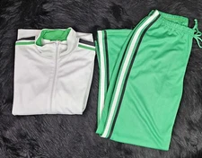American Sweetheart Jacket Pants Green White (XL) Loose 