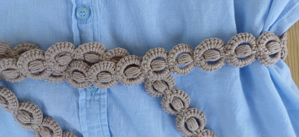 Cinturón de ganchillo blanco trenzado con cuentas atar borla macramé vestido mujer cinturón de cuerda Foto 4 de 4