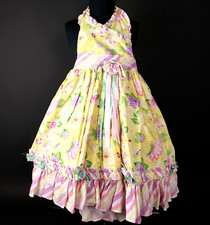 Gorgeous DAISY KINGDOM Yellow Spring Halter SIZE 4 Dress w Petticoat -Simplicty