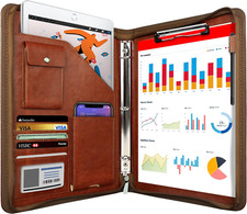 Zippered Portfolio Organizer, Leather Padfolio with 3 Ring Binder Diferent Style