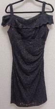 R M Richards Black Lacy Sequin Cold Shoulder Gown Evening Wear Dress Size 12
