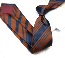 New Classic Striped Brown Blue JACQUARD WOVEN 100% Silk Men's Necktie Tie