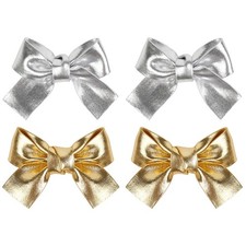 4 PCS Glitter Hair Bows, Gold, Silver Clips, Cute Hair Accessories, Teen Girls