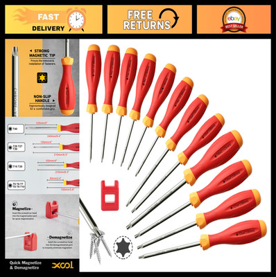 12-in-1 Magnetic Torx Screwdriver Set, T5-T40, Ergonomic Handle, CRV Steel, DIY