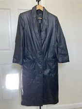 Genuine Leather Long Coat Women Size Small