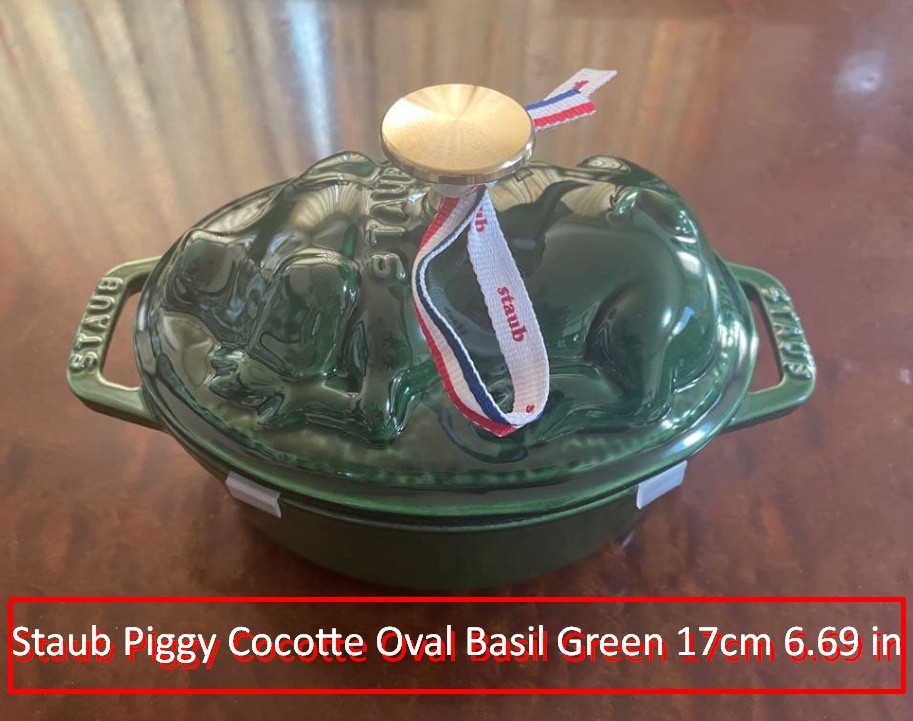 STAUB LA COCOTTE オーバル 17cm 旧型 Staub Piggy Cocotte Oval Basil Green 17cm 6.69 in Limited Serial