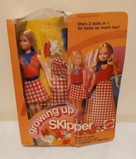 Vintage 1975 Growing Up Skipper Mattel #7259 in scatola originale danneggiata 