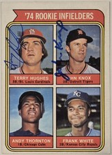 1974 TOPPS Terry Hughes-John Knox Auto Card #604 Rookie Infielders Dual Signed . rookie card picture