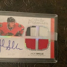 Jack Skille Blackhawkes /35, O-Pee-Chee Premier #125 autograph and patch