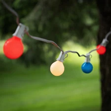 Northlight 10 Red, White and Blue Christmas G40 Globe Lights - 9 ft White Wire