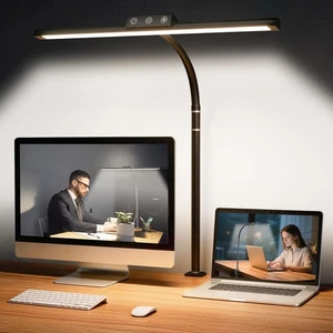 Lampe de bureau pour le bureau d'accueil, lampe de bureau à col rond flexible avec pince, 5 Couleur T...