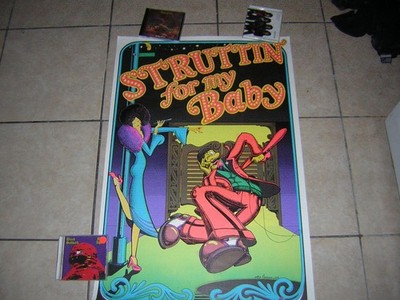 STRUTTIN FOR MY BABY BLACKLIGHT POSTER 1974 VINTAGE MONARCH