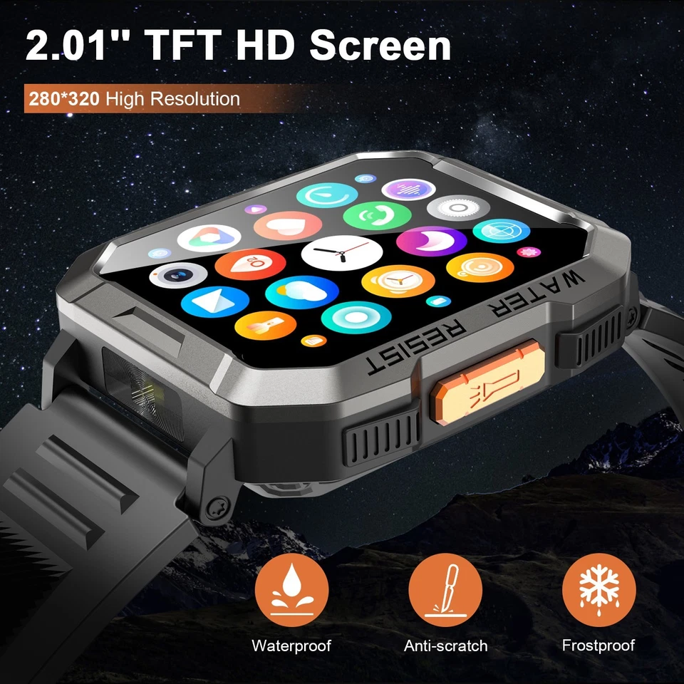 Military Smart Watches for Men Bluetooth Call (Answer/Make Call) 5ATM Waterproof - Image 2 of 4