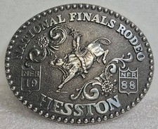 Vintage 1988 National Finals Rodeo Belt Buckle Hesston Design By Fred Fellows