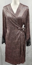 Victoria's Secret Satin Cheetah Print Black Lace Kimono Robe M/L