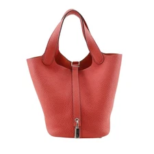 HERMES Picotin Lock18 PM Handbag Rose texas Pink / SilverHardware Taurillo...