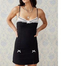 Kimchi Blue Lexi Mini Dress Size XS Black White Bows Lace Urban Outfitters