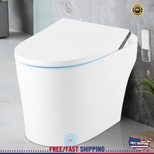One Piece Smart Toilet Warm Water Dryer Heated Seat Foot Sensor LED With Bidet